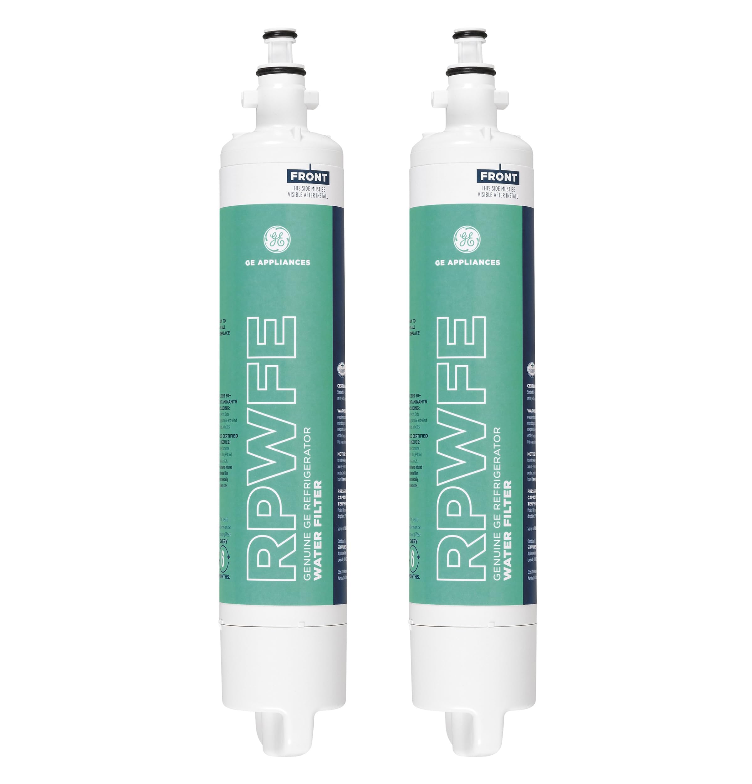 GE RPWFE Refrigerator Water Filter, Genuine Replacement Filter, Certified to Reduce Lead, Sulfur, and 50+ Other Impurities, Replace Every 6 Months for Best Results, Pack of 2 | Fridge.com