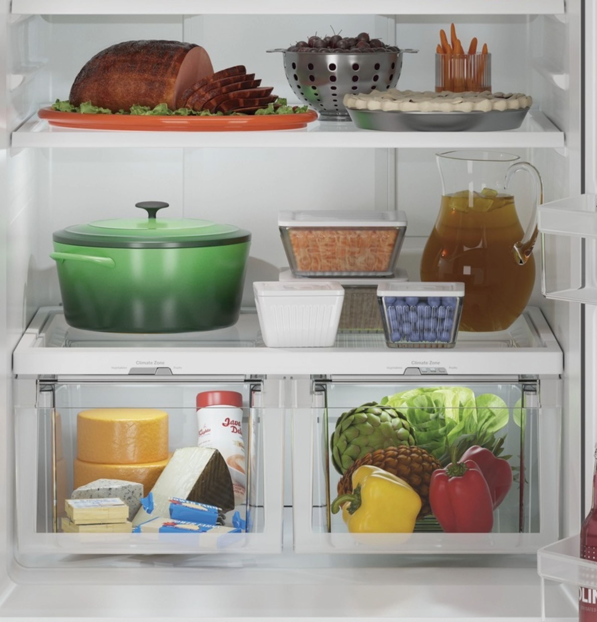 GE - 30 in. Wide 21.0 cu. ft. Bottom-Freezer Refrigerator With LED Interior Lighting - Stainless Steel - View 5 | Fridge.com