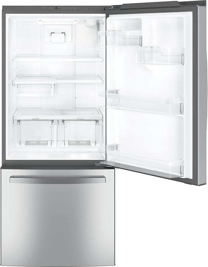 GE® Energy Star® 21.0 Cu. Ft. Bottom-Freezer Refrigerator - View 3 | Fridge.com