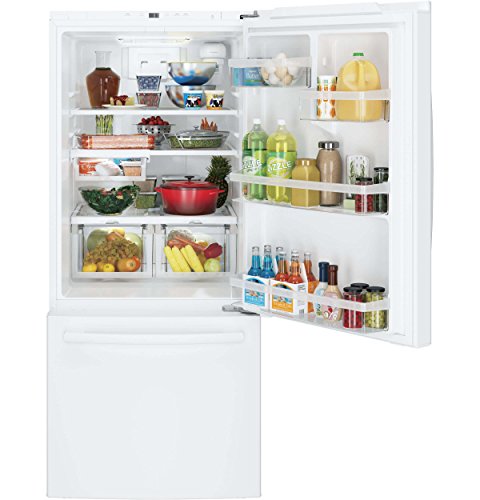 GE Gde21egkww Bottom Freezer Refrigerator, Solid Black - View 4 | Fridge.com