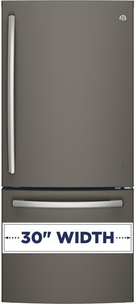 GE Gde21emkes Bottom Freezer Refrigerator, Solid Black - View 3 | Fridge.com