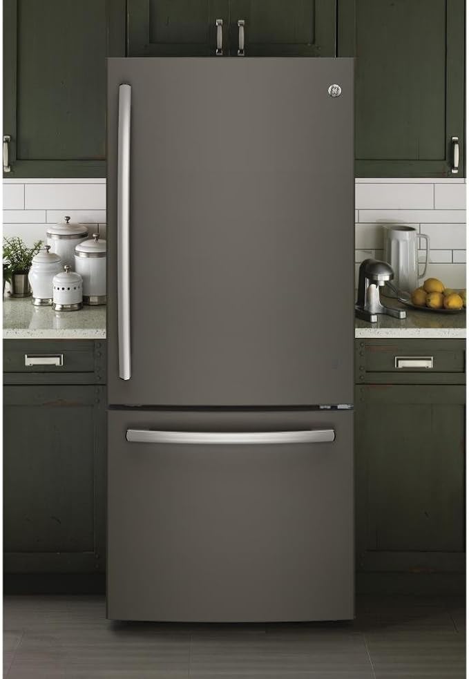 GE Gde21emkes Bottom Freezer Refrigerator, Solid Black - View 6 | Fridge.com