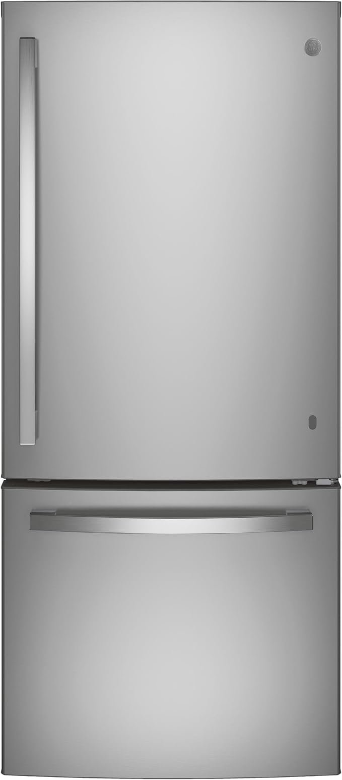 GE 21.0 cu. ft. Bottom Freezer Refrigerator in Fingerprint Resistant Stainless Steel, Standard Depth | Fridge.com