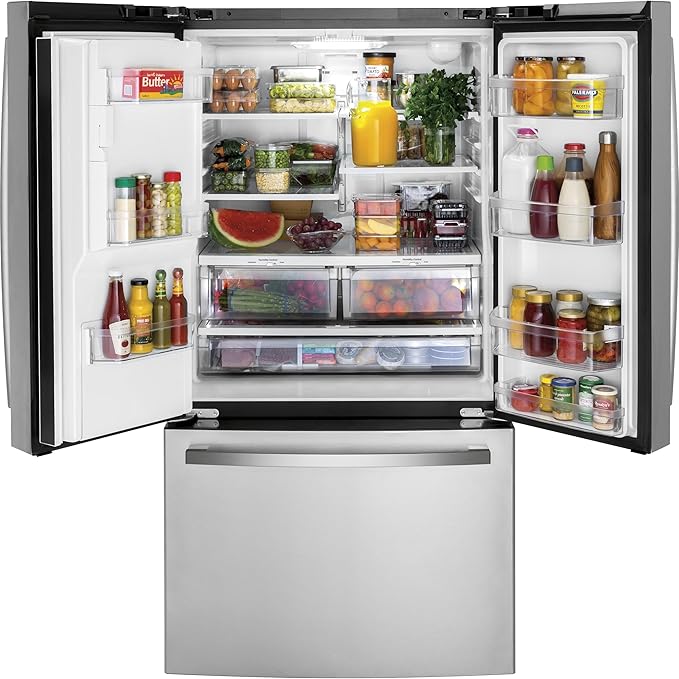 GE 25.6 cu. ft. Fingerprint Resistant French-Door Refrigerator - View 3 | Fridge.com