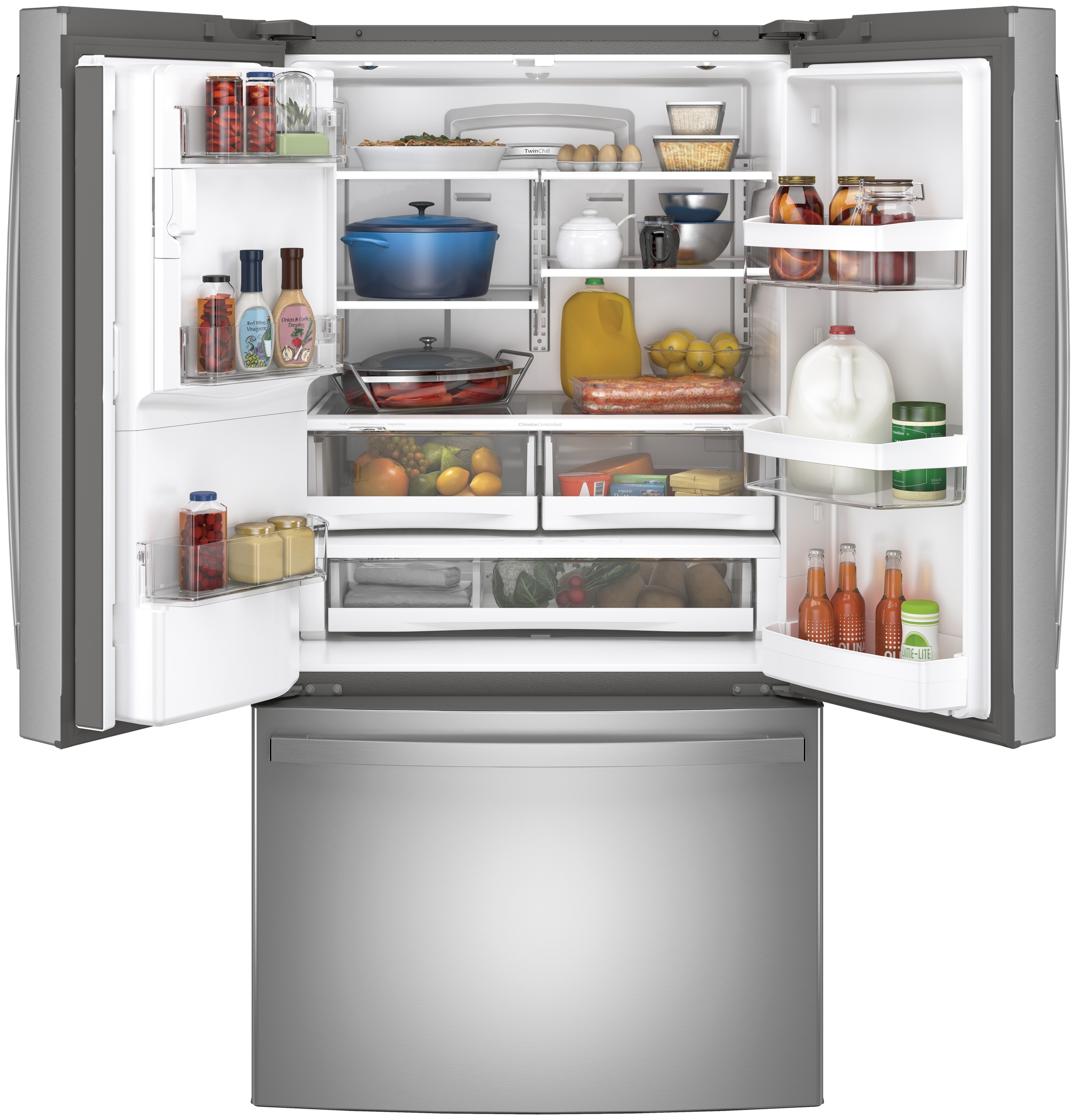 GE Energy Star 27.7 cu. ft. Fingerprint Resistant French-Door Refrigerator - View 3 | Fridge.com