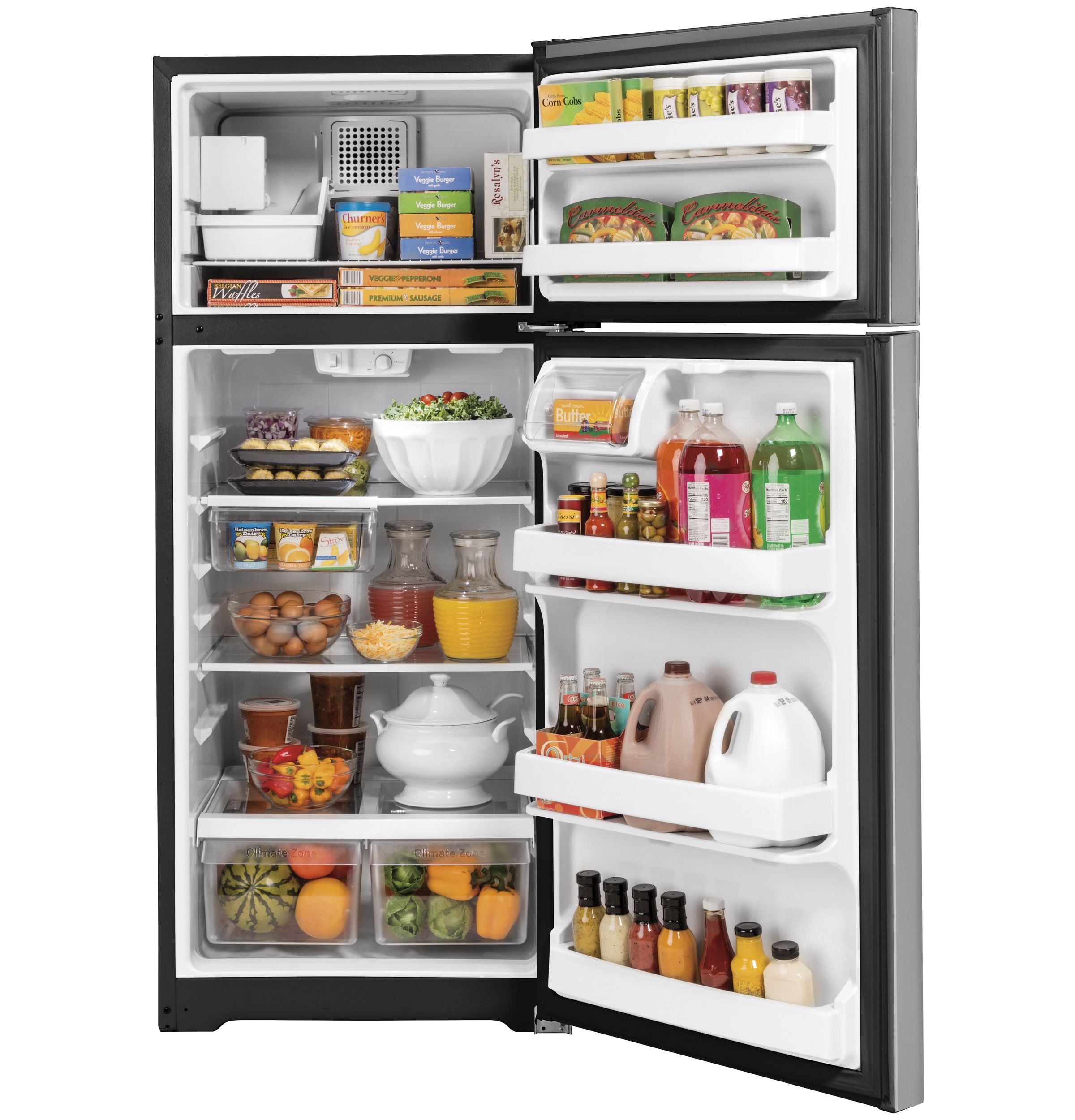 GE 28 Inch 28" Top Freezer Refrigerator GIE18GSNRSS - View 4 | Fridge.com