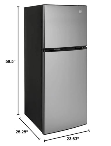 GE GPV10FSNSB 24" Top Freezer Refrigerator With 9.93 cu. ft. Capacity 12V Dc Power Only LED Lighting And Adjustable Spillproof Glass Shelves In Stainless Steel And Black - View 3 | Fridge.com