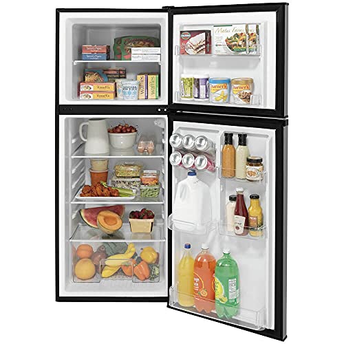 GE GPV10FSNSB 24" Top Freezer Refrigerator With 9.93 cu. ft. Capacity 12V Dc Power Only LED Lighting And Adjustable Spillproof Glass Shelves In Stainless Steel And Black - View 5 | Fridge.com