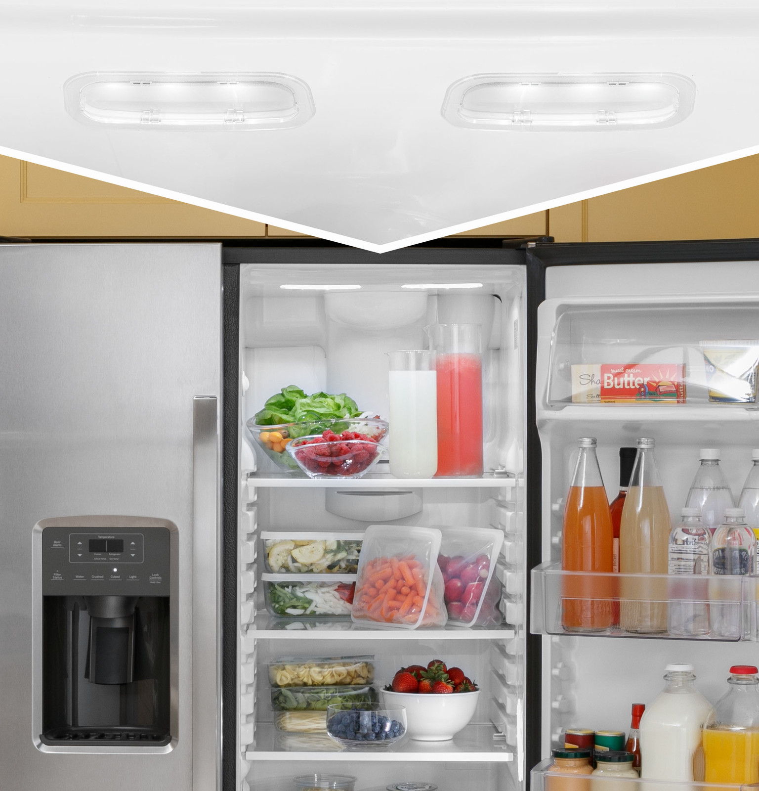 GE® Energy Star® 23.0 cu. ft. Side-By-Side Refrigerator - View 2 | Fridge.com
