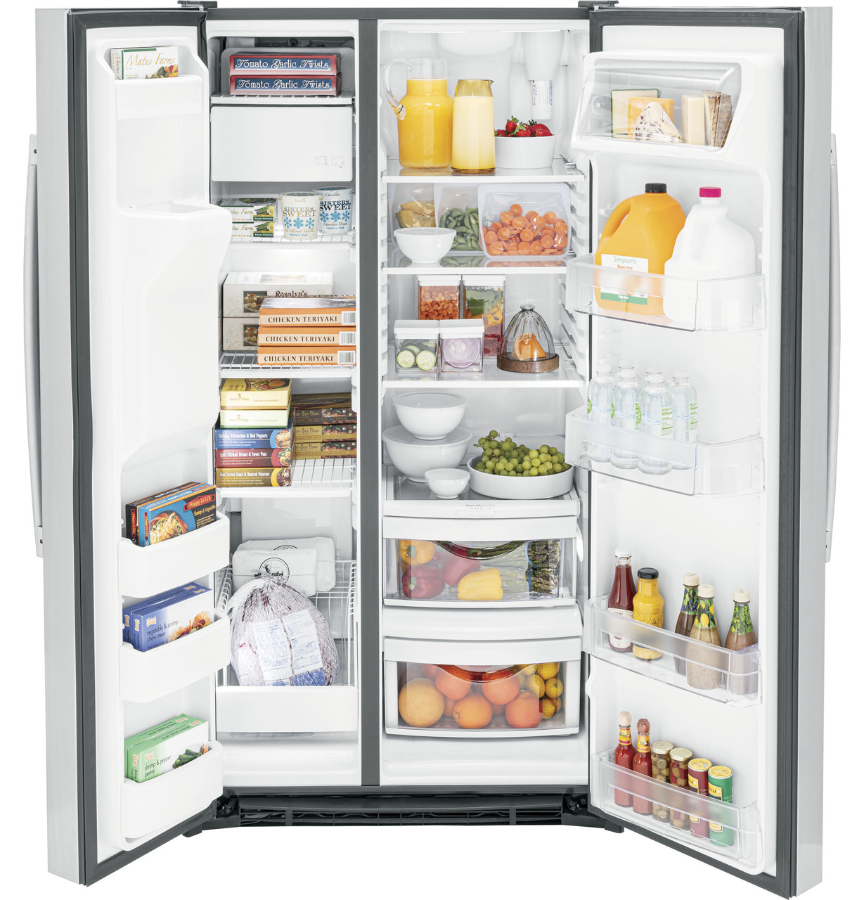 GE 36" Side By Side 25.3 Cu. Ft. Refrigerator - View 3 | Fridge.com