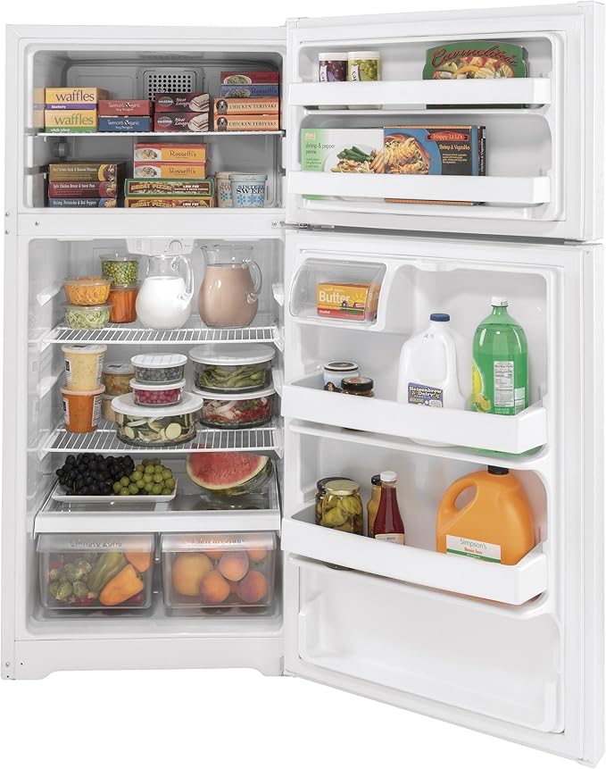 GE 15.6 cu. ft. Top Freezer Refrigerator In White - View 2 | Fridge.com