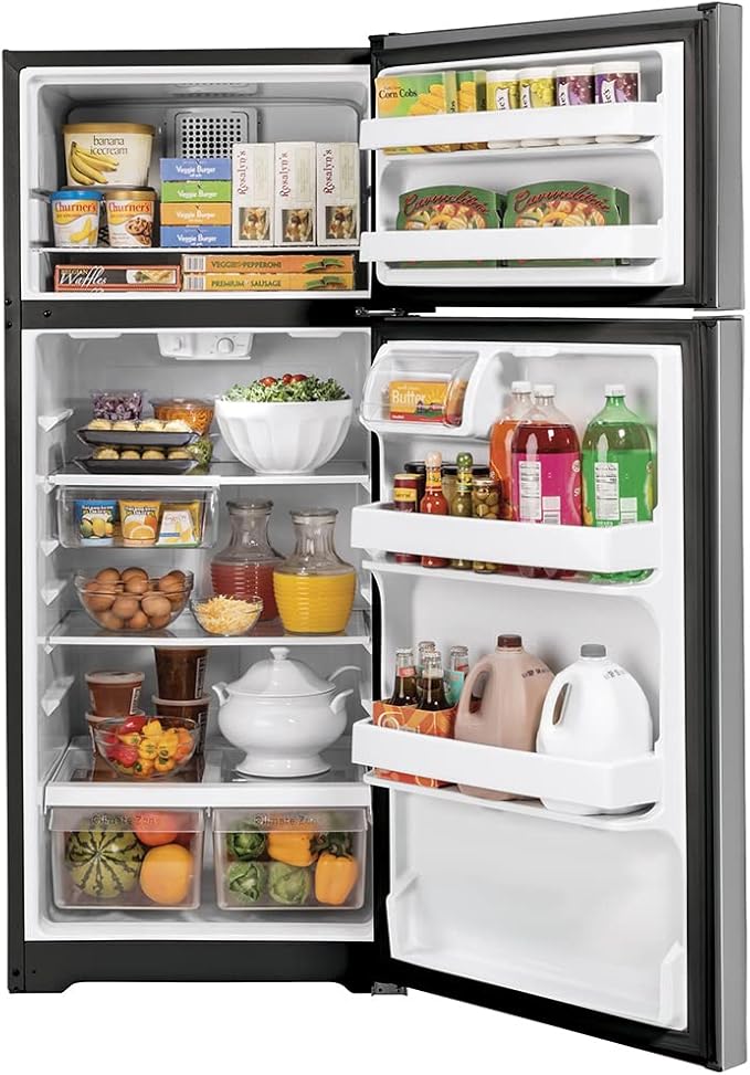 GE® Energy Star® 16.6 cu. ft. Top-Freezer Refrigerator - View 4 | Fridge.com
