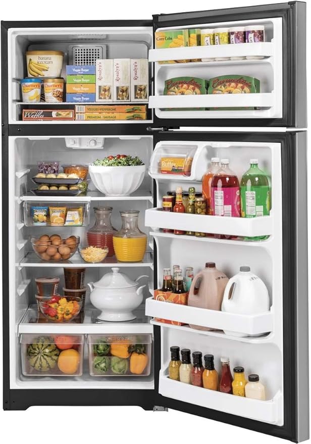 GE® Energy Star® 17.5 cu. ft. Top-Freezer Refrigerator - View 2 | Fridge.com