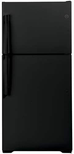 GE® ENERGY STAR® 19.2 Cu. Ft. Top-Freezer Refrigerator in Black size 66.375 H x 29.75 W x 34.5 D | GTE19JTNRBB — FIN-0019345 | Fridge.com