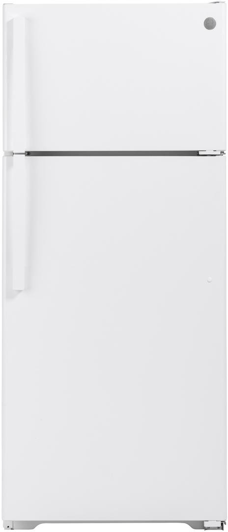 GE - 28 in. Wide 17.5 Cu. Ft. Top-Freezer Refrigerator with Edge-to-Edge Glass Shelves - White — FIN-0019352 | Fridge.com