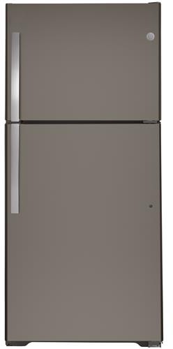 GE - 33 in. Wide 21.9 Cu. Ft. Top-Freezer Refrigerator with Garage Ready Performance - Slate — FIN-0019359 | Fridge.com