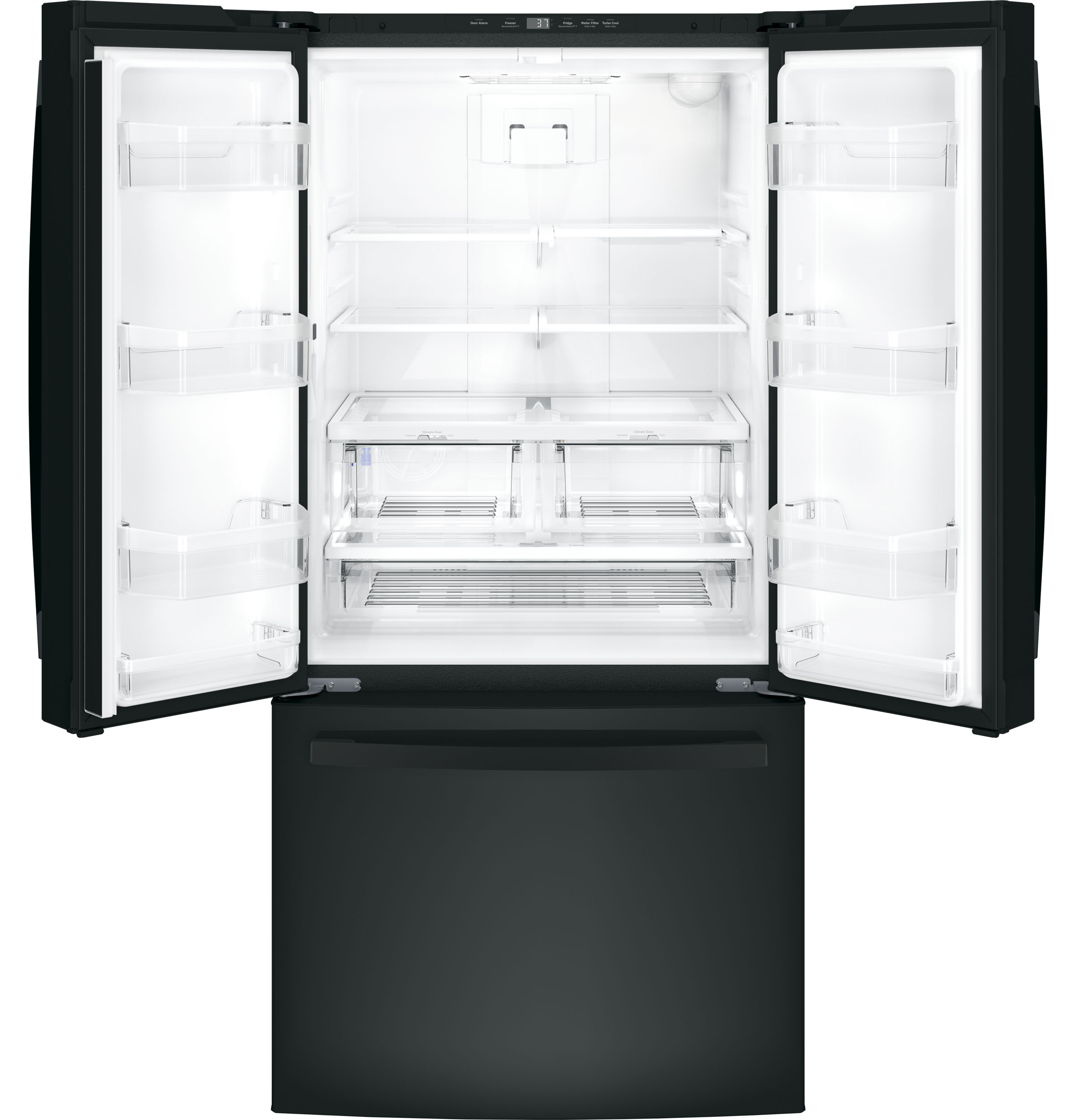 GE 33 Inch 33" Counter Depth French Door Refrigerator GWE19JGLBB - View 3 | Fridge.com