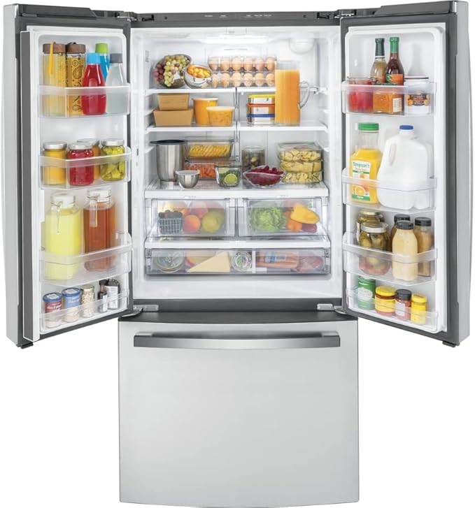 GE GWE19JYLFS 18.6 cu. ft. Counter Depth French Door Refrigerator In Fingerprint Resistant Stainless Steel - View 3 | Fridge.com