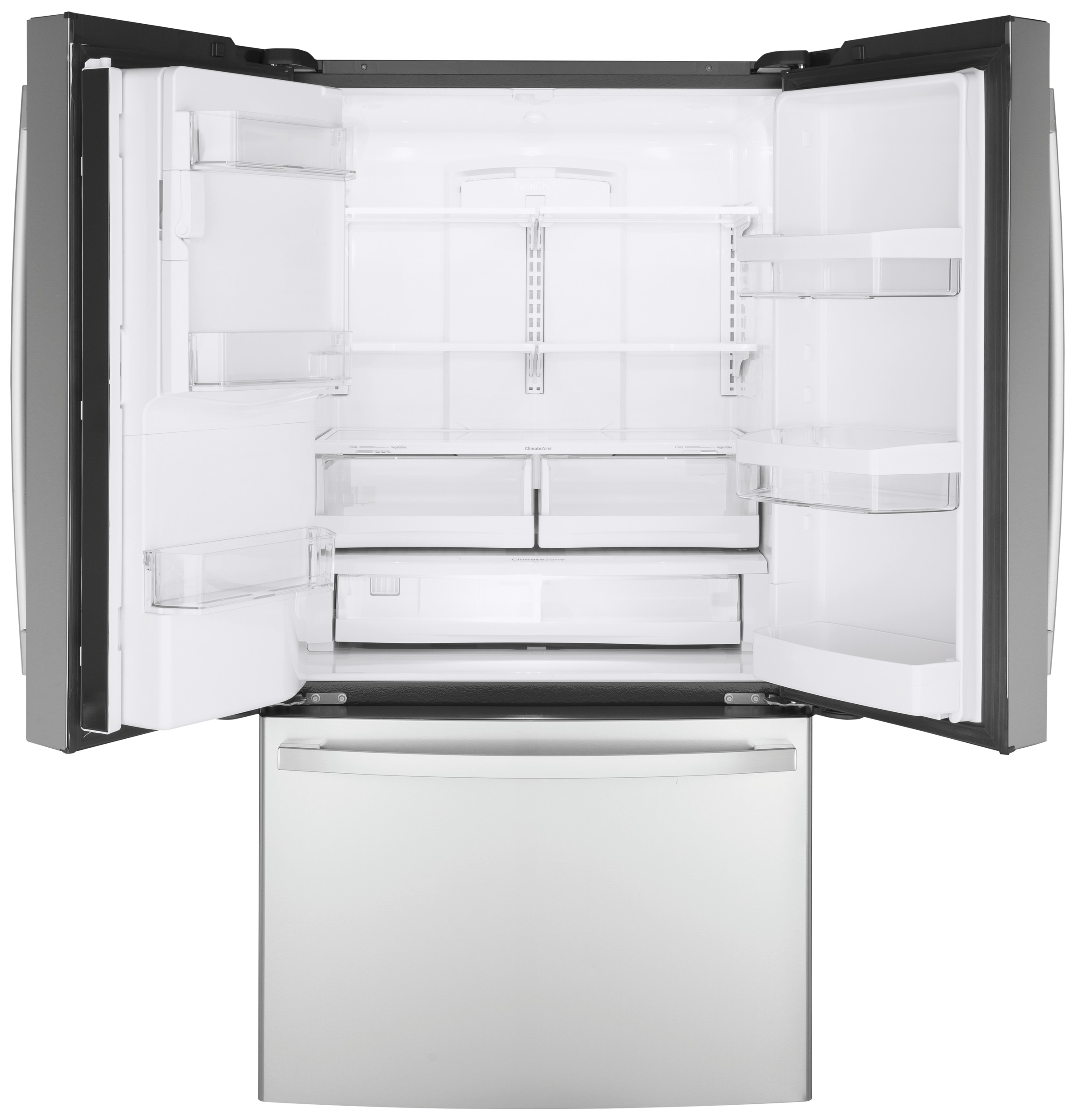 GE - 36 in. Wide 22.1 cu. ft. French Door Counter-Depth Refrigerator With Space Saving Ice Maker - Stainless Steel - View 5 | Fridge.com