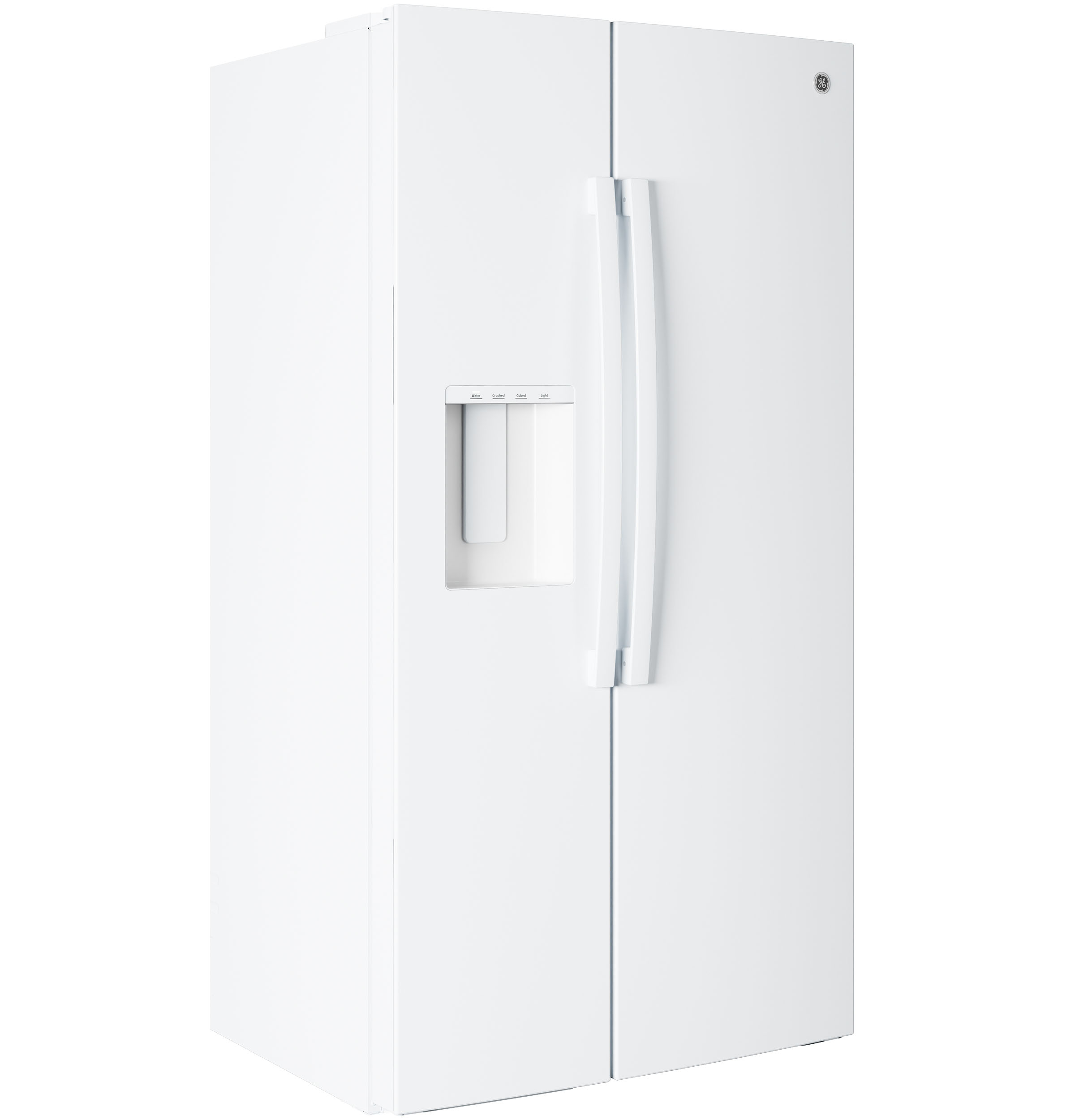 GE - 36 in. Wide 23.6 Cu. Ft. Counter Depth Side-By-Side Refrigerator with Extra Tall Dispenser and In-Door Icemaker - White — FIN-0019334 | Fridge.com