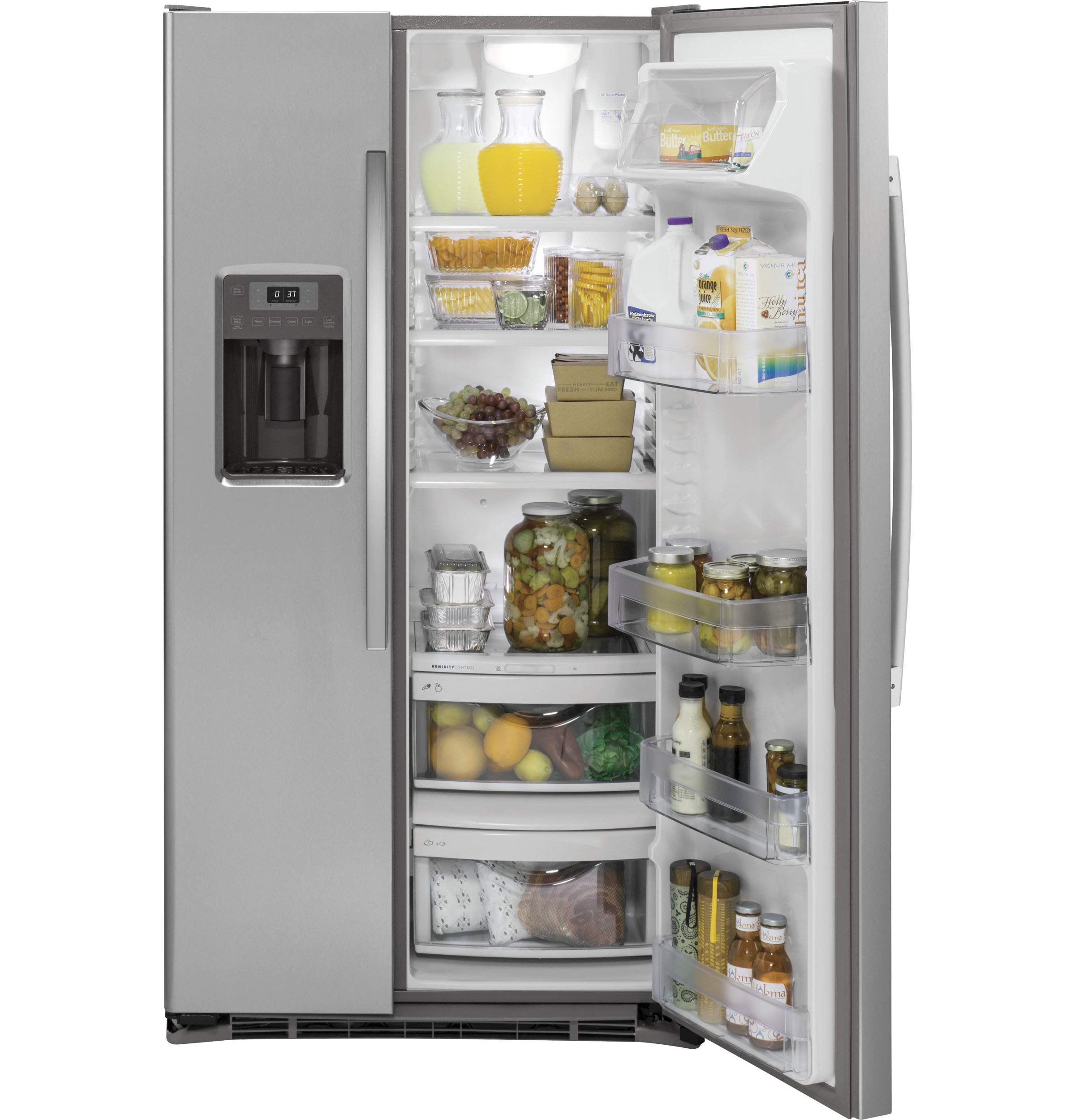 GE 21.9 Cu. Ft. Counter-Depth Side-By-Side Refrigerator 36-Inch Wide in Stainless Steel | Fridge.com