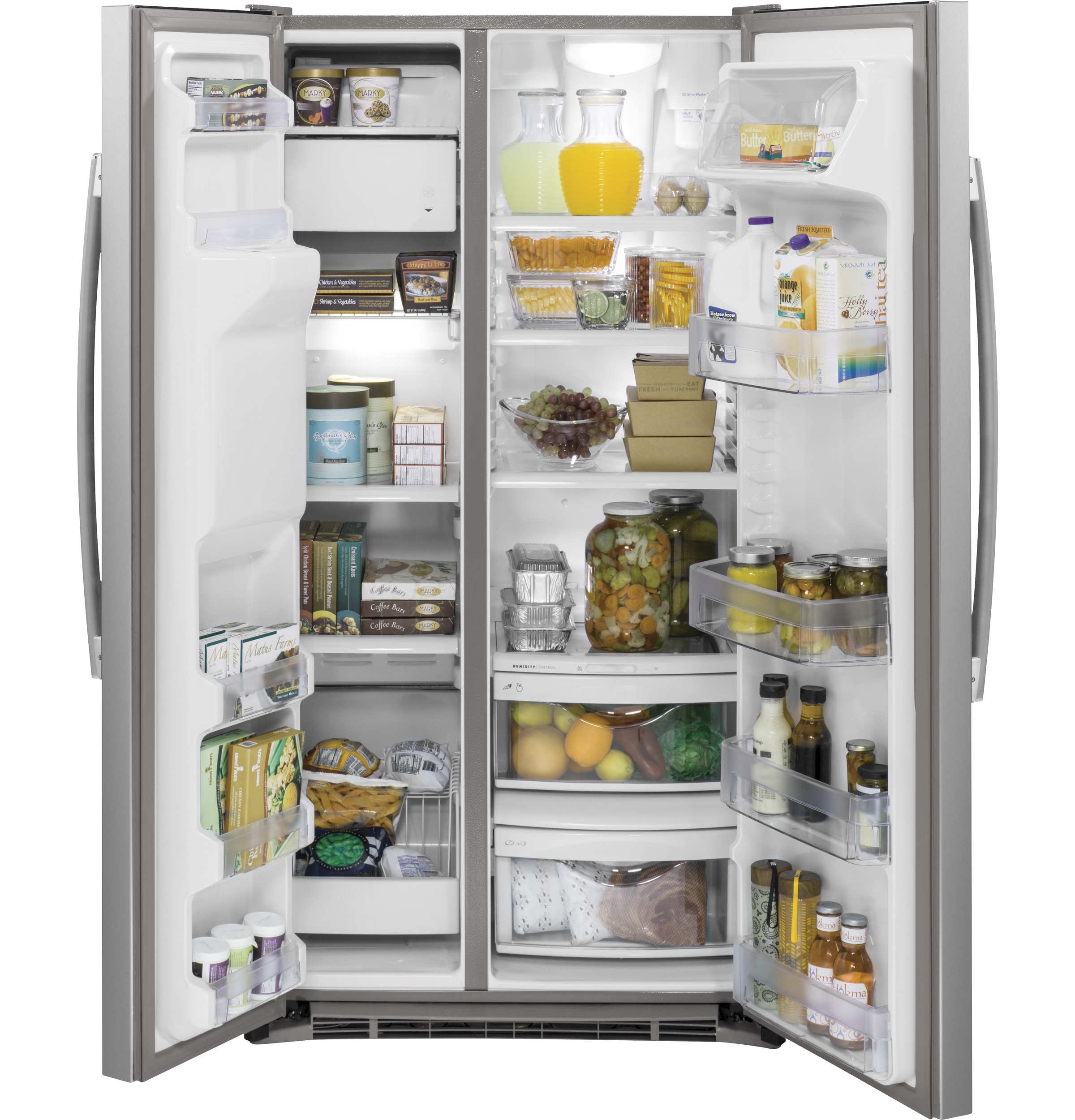 GE 21.9 Cu. Ft. Counter-Depth Side-By-Side Refrigerator 36-Inch Wide in Stainless Steel | Fridge.com