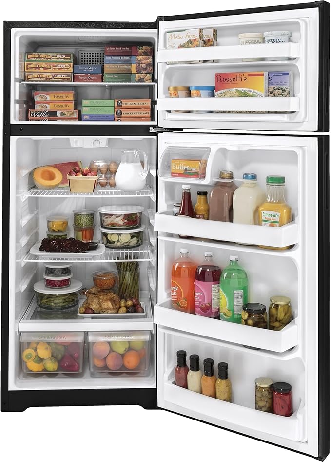Hotpoint 17.5 cu. ft. Top Freezer Refrigerator in Black | Fridge.com