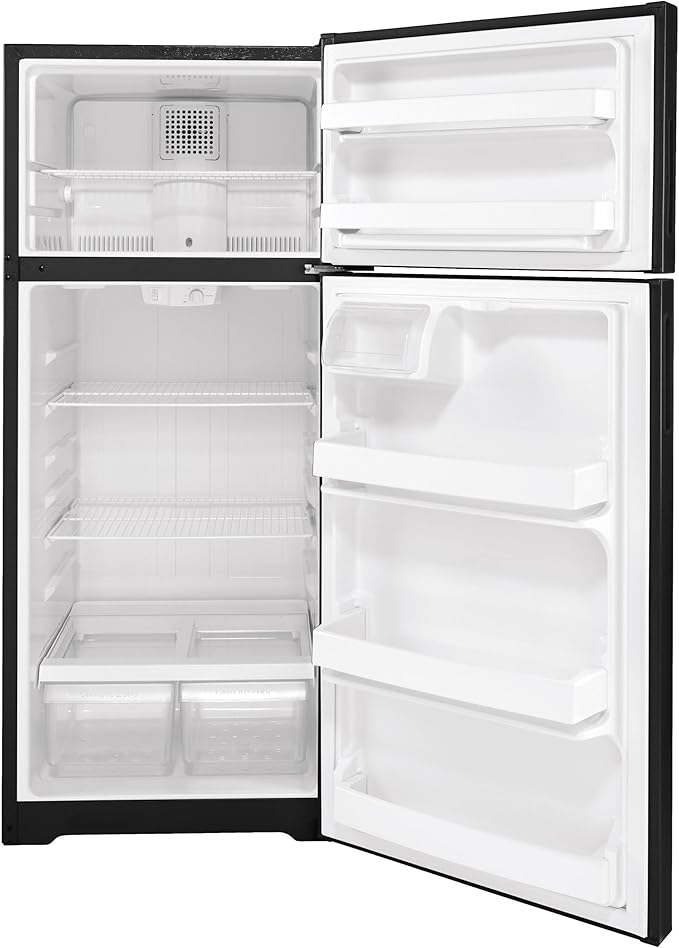 Hotpoint 17.5 cu. ft. Top Freezer Refrigerator in Black | Fridge.com