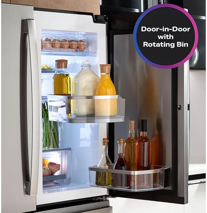 Profile 29 cu. ft. Smart 4-Door French-Door Refrigerator Stainless Steel W/Door In Door, Dual-Dispense Autofill Pitcher - View 5 | Fridge.com