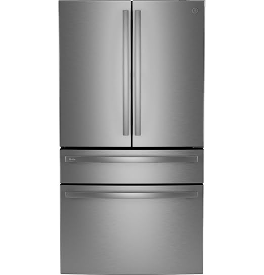 GE 36 in. 23.3 cu. ft. Smart Counter-Depth Fingerprint Resistant 4-Door French-Door Refrigerator With Door In Door PJD23BYWFS - View 2 | Fridge.com