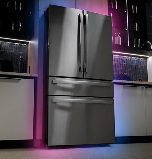 GE 36 in. 23.3 cu. ft. Smart Counter-Depth Fingerprint Resistant 4-Door French-Door Refrigerator With Door In Door PJD23BYWFS - View 4 | Fridge.com