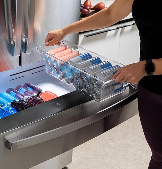 GE 36 in. 23.3 cu. ft. Smart Counter-Depth Fingerprint Resistant 4-Door French-Door Refrigerator With Door In Door PJD23BYWFS - View 5 | Fridge.com