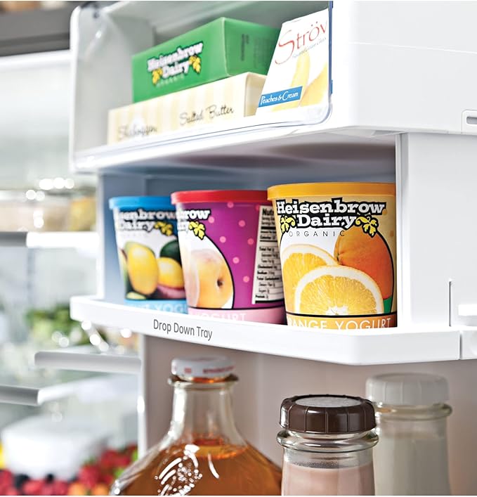 GE Profile PFE28KBLTS 36" Bottom Freezer With French Door Exterior Ice And Water 27.77 cu. ft. Capacity And Autofill In Black Stainless Steel - View 3 | Fridge.com