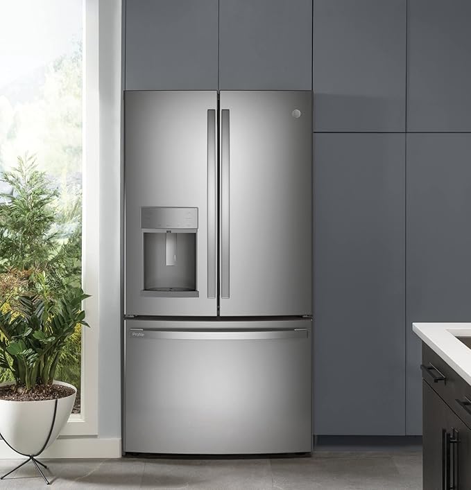 GE Profile PFE28KBLTS 36" Bottom Freezer With French Door Exterior Ice And Water 27.77 cu. ft. Capacity And Autofill In Black Stainless Steel - View 6 | Fridge.com