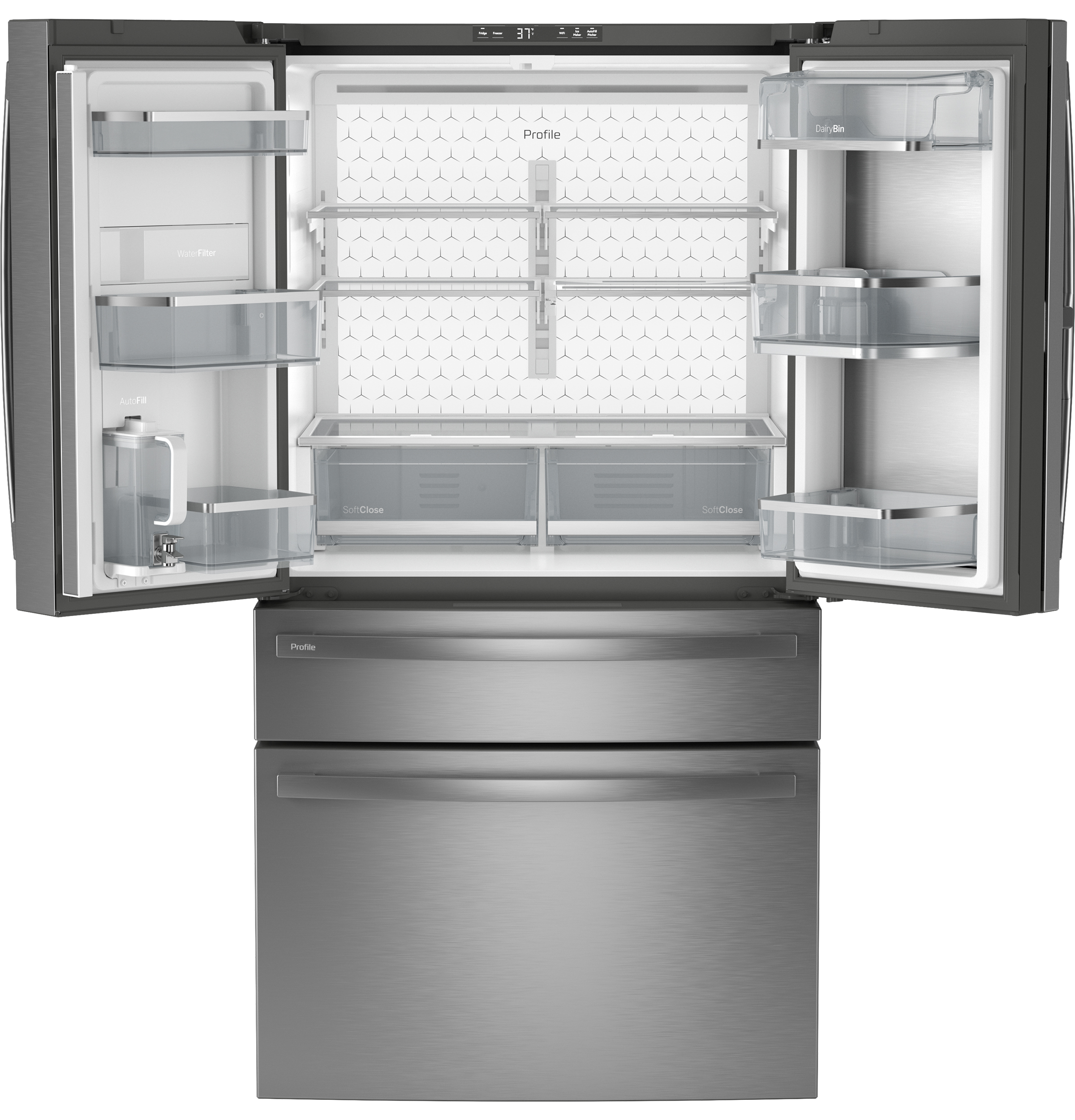 GE Profile Energy Star 29 cu. ft. Smart Fingerprint Resistant 4-Door French-Door Refrigerator With Door In Door - View 4 | Fridge.com