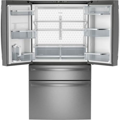 GE Profile 28.7 cu. ft. 4-Door French Door Refrigerator in Stainless Steel with Dual-Dispense Autofill Pitcher PGE29BYTFS | Fridge.com