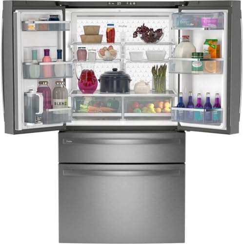 GE Profile 28.7 cu. ft. 4-Door French Door Refrigerator in Stainless Steel with Dual-Dispense Autofill Pitcher PGE29BYTFS | Fridge.com