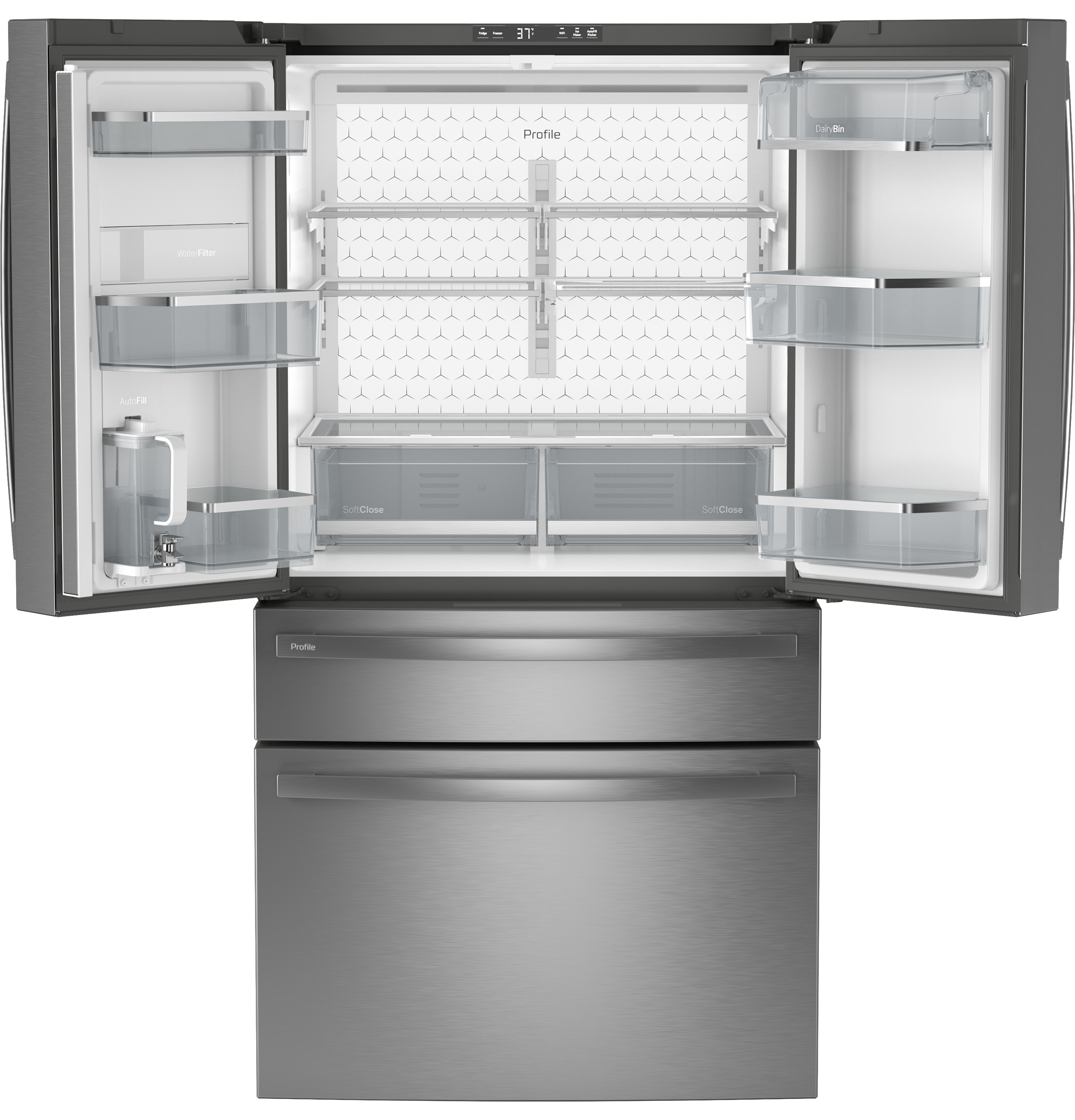 GE Profile ENERGY STAR 23.2 Cu. Ft. Smart Counter-Depth Fingerprint Resistant 4-Door French-Door Refrigerator With Dual-Dispense Autofill Pitcher — FIN-0014310 | Fridge.com