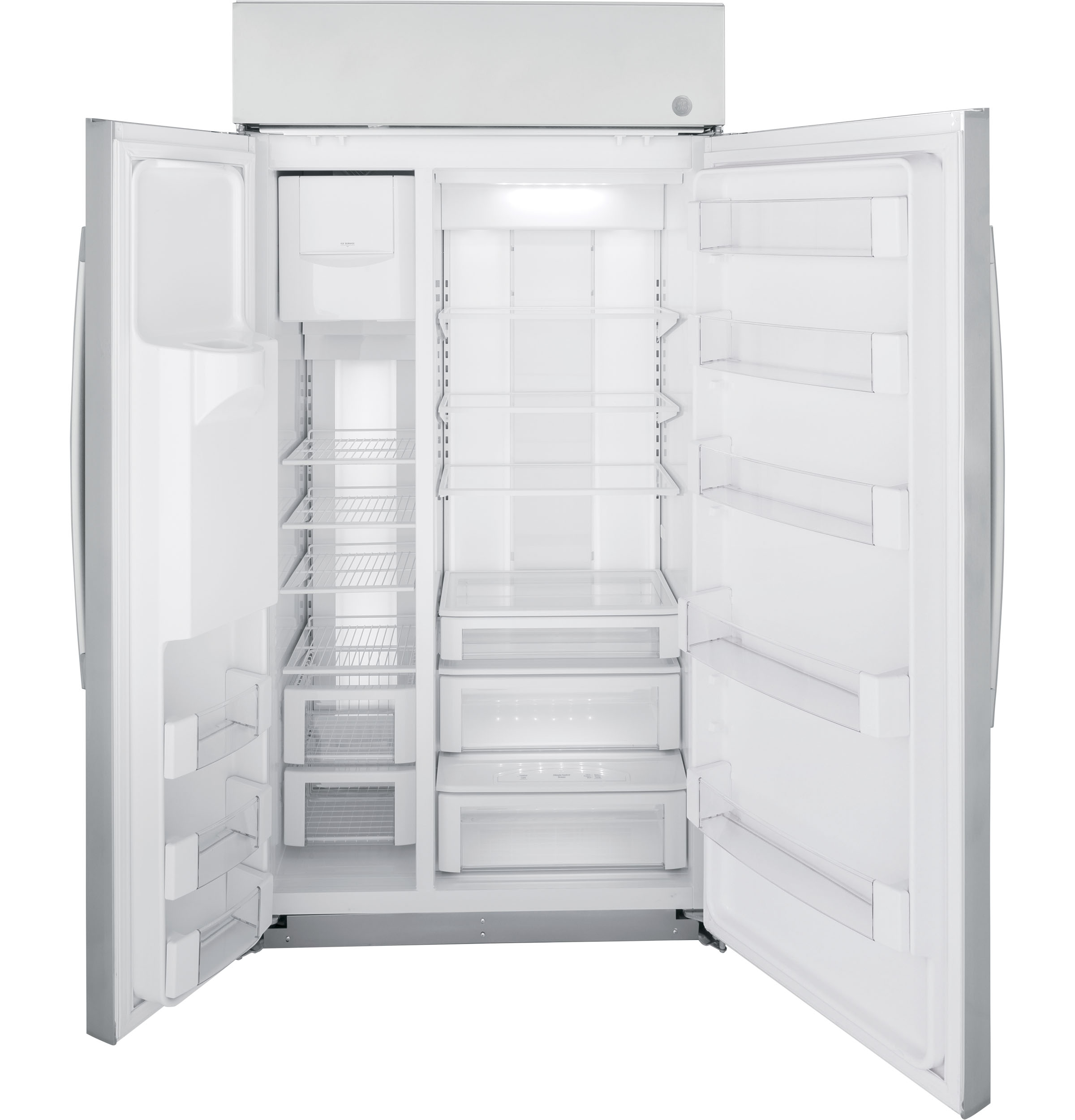 GE Profile - 42 in. Wide 24.5 cu. ft. Side-By-Side Built-In Smart Refrigerator With External Water & Ice Dispenser - Stainless Steel - View 5 | Fridge.com