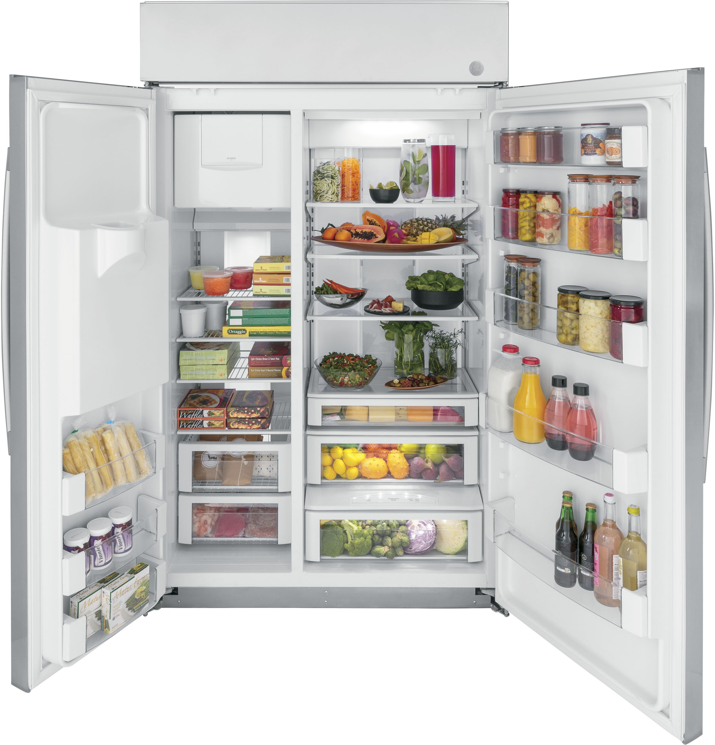 GE Profile™ 48" Smart Built-In Side-by-Side Refrigerator with Dispenser in Stainless Steel size 84 H x 48 W x 28.5 D | PSB48YSNSS | Fridge.com