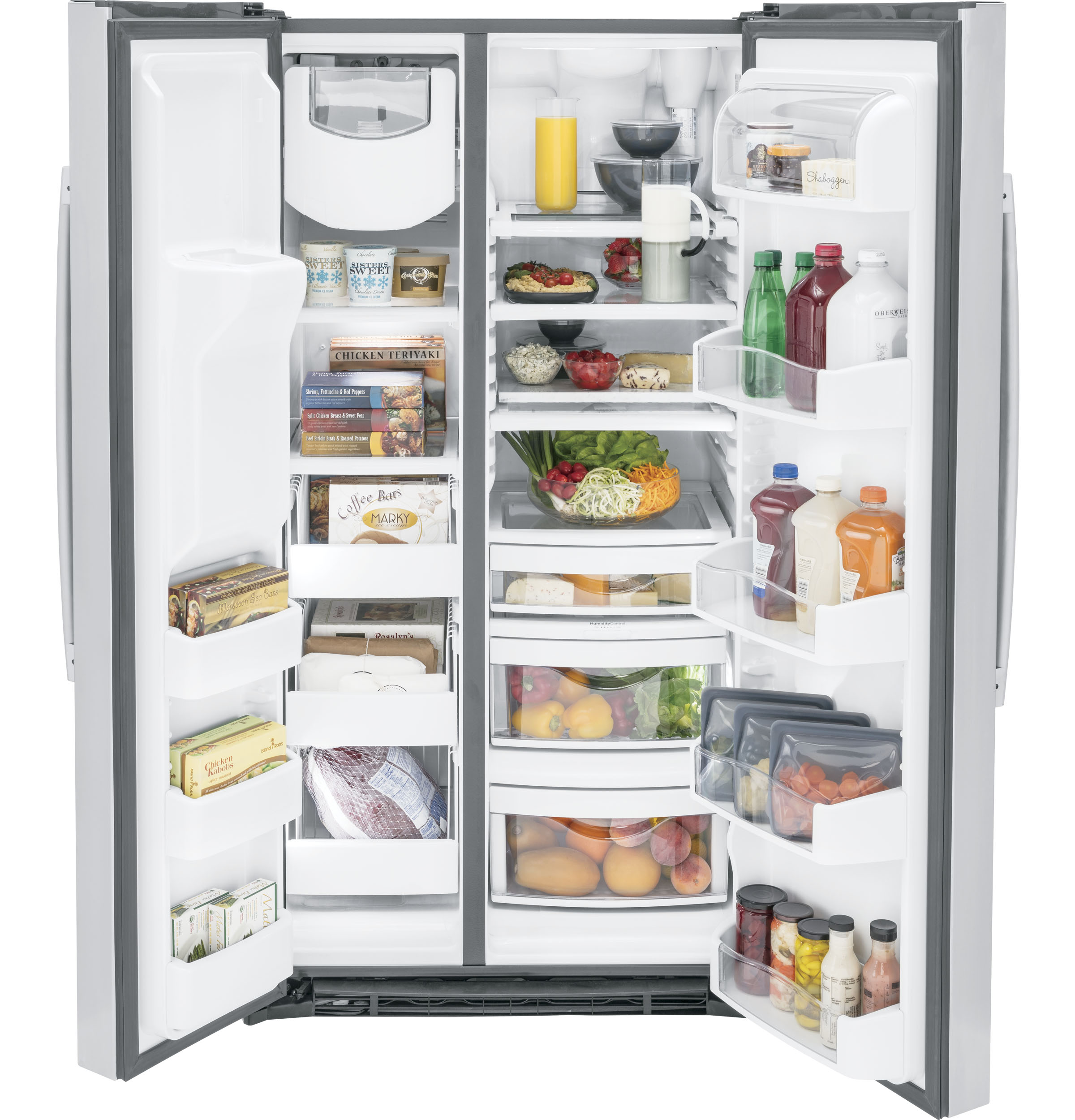 GE Profile™ ENERGY STAR® 25.3 Cu. Ft. Side-by-Side Refrigerator in Stainless size 70.125 H x 35.75 W x 35.25 D | PSE25KYHFS | Stainless Steel | Fridge.com
