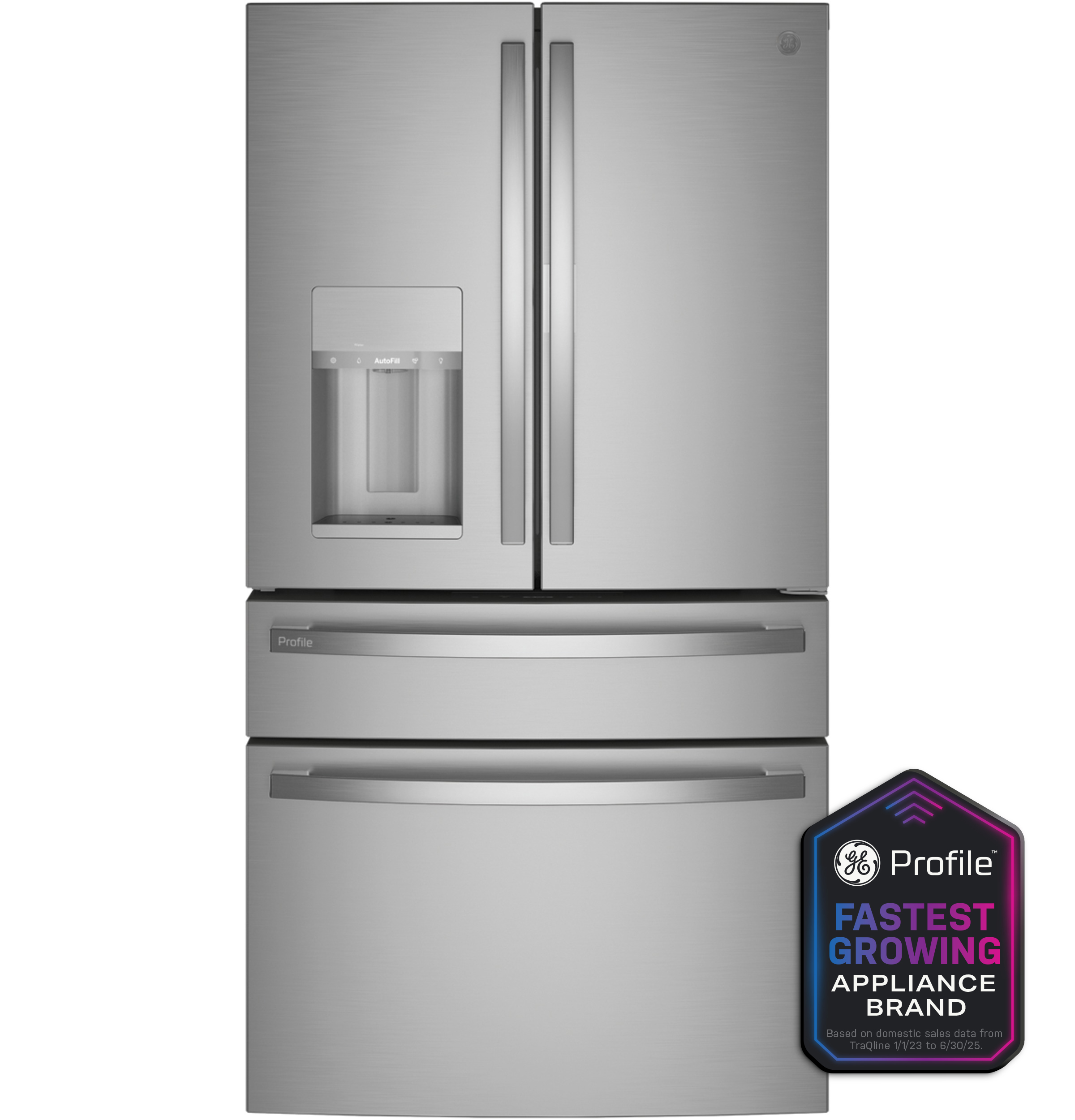 GE Profile™ ENERGY STAR® 27.9 Cu. Ft. Smart Fingerprint Resistant 4-Door Refrigerator with Door In Door in Stainless | PVD28BYNFS | Stainless Steel | Fridge.com