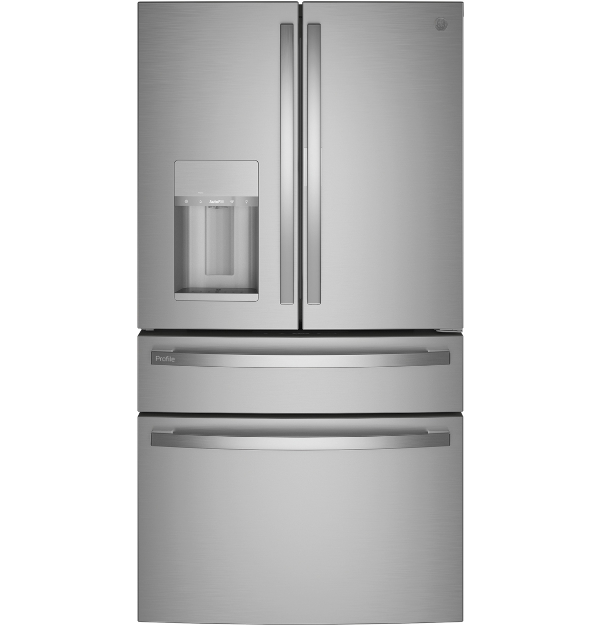 GE Profile™ Energy Star® 27.9 cu. ft. Smart Fingerprint Resistant 4-Door Refrigerator With Door In Door In Stainless | PVD28BYNFS | Stainless Steel - View 2 | Fridge.com