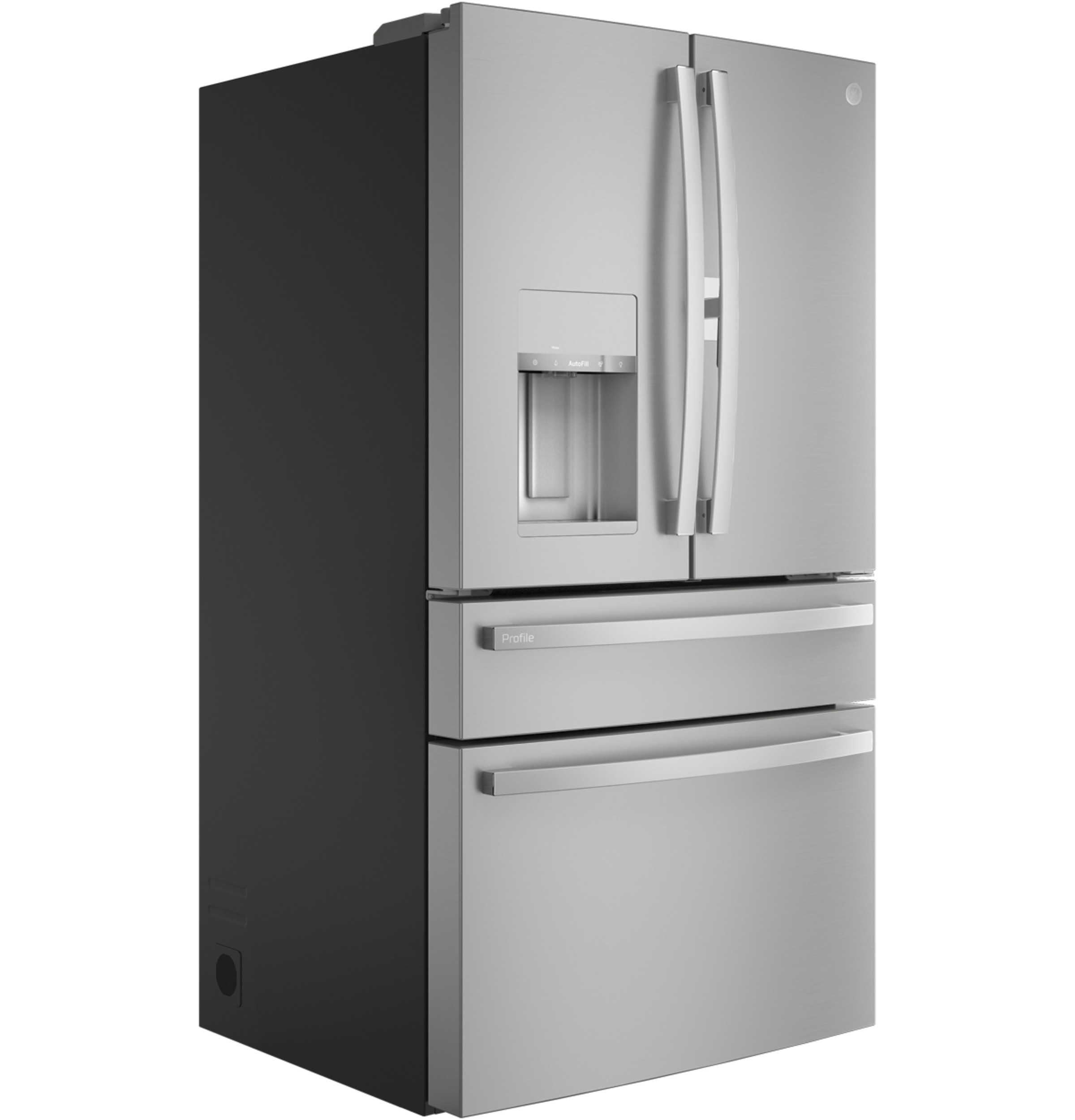 GE Profile™ Energy Star® 27.9 cu. ft. Smart Fingerprint Resistant 4-Door Refrigerator With Door In Door In Stainless | PVD28BYNFS | Stainless Steel - View 3 | Fridge.com