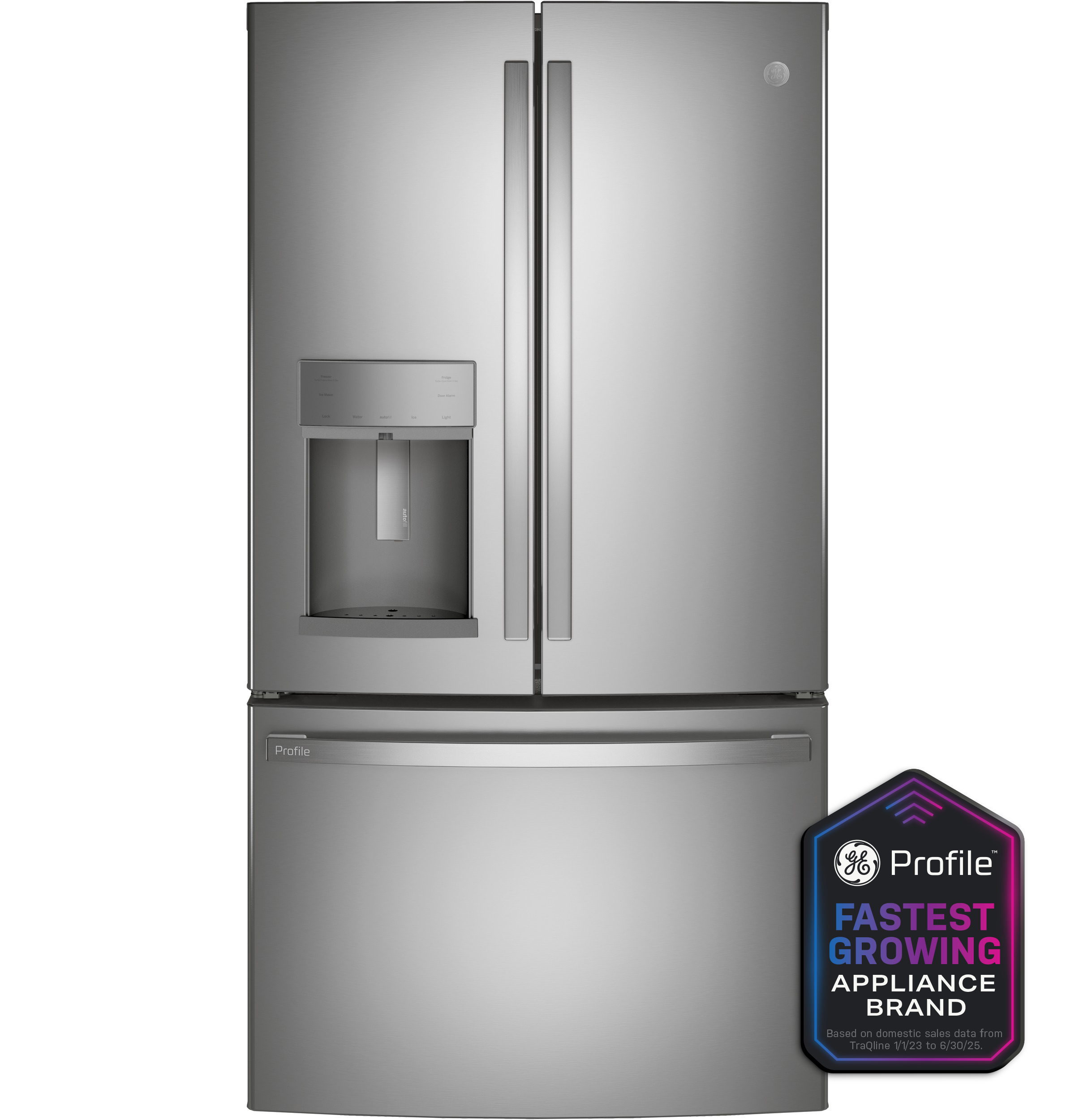 GE Profile™ ENERGY STAR® 22.1 Cu. Ft. Counter-Depth Fingerprint Resistant Refrigerator with Hands-Free AutoFill in Stainless Steel | PYE22KYNFS | Fridge.com