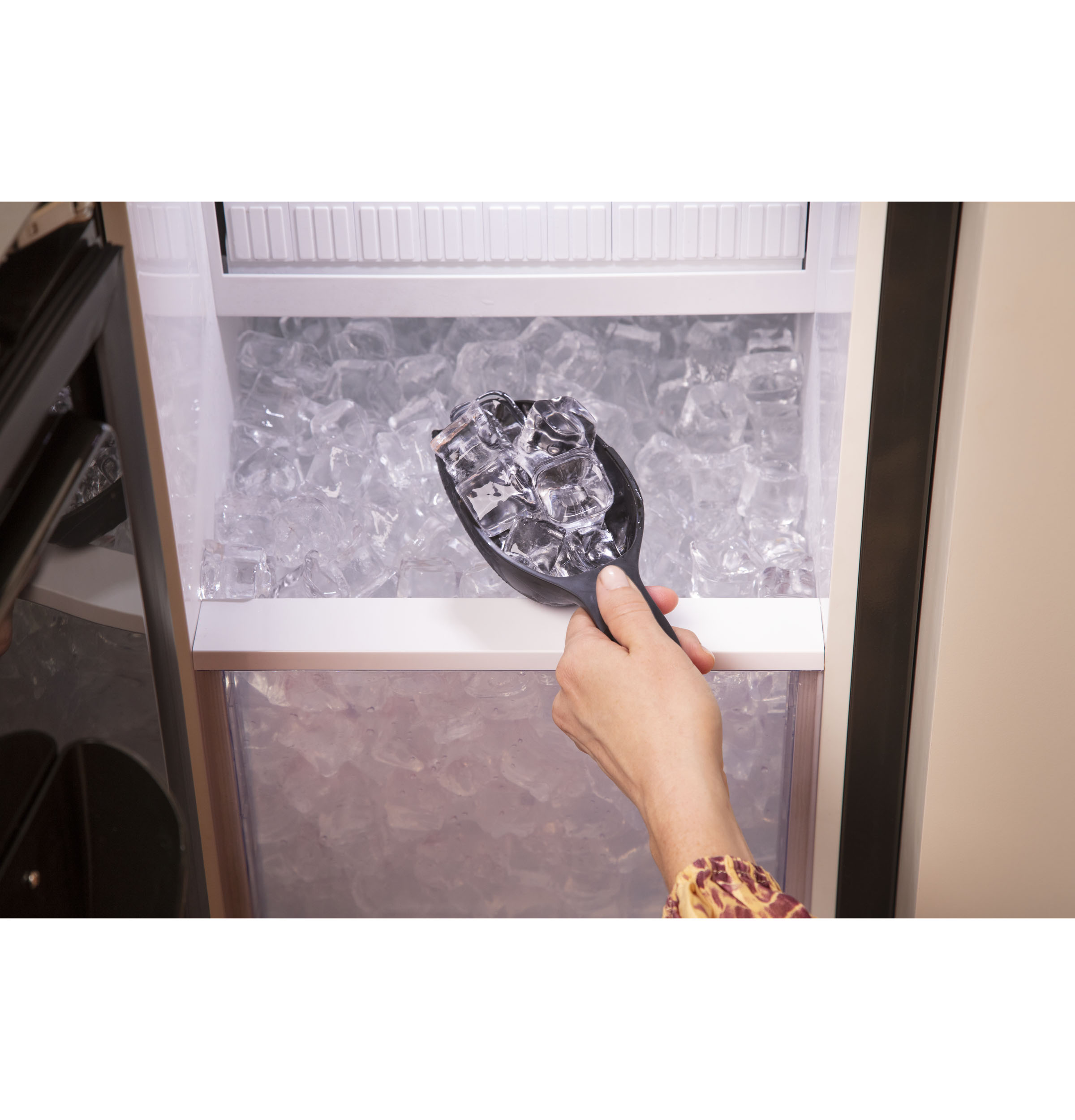 GE Appliances 65 lb. Daily Production Gourmet Ice Freestanding Ice Maker - View 5 | Fridge.com