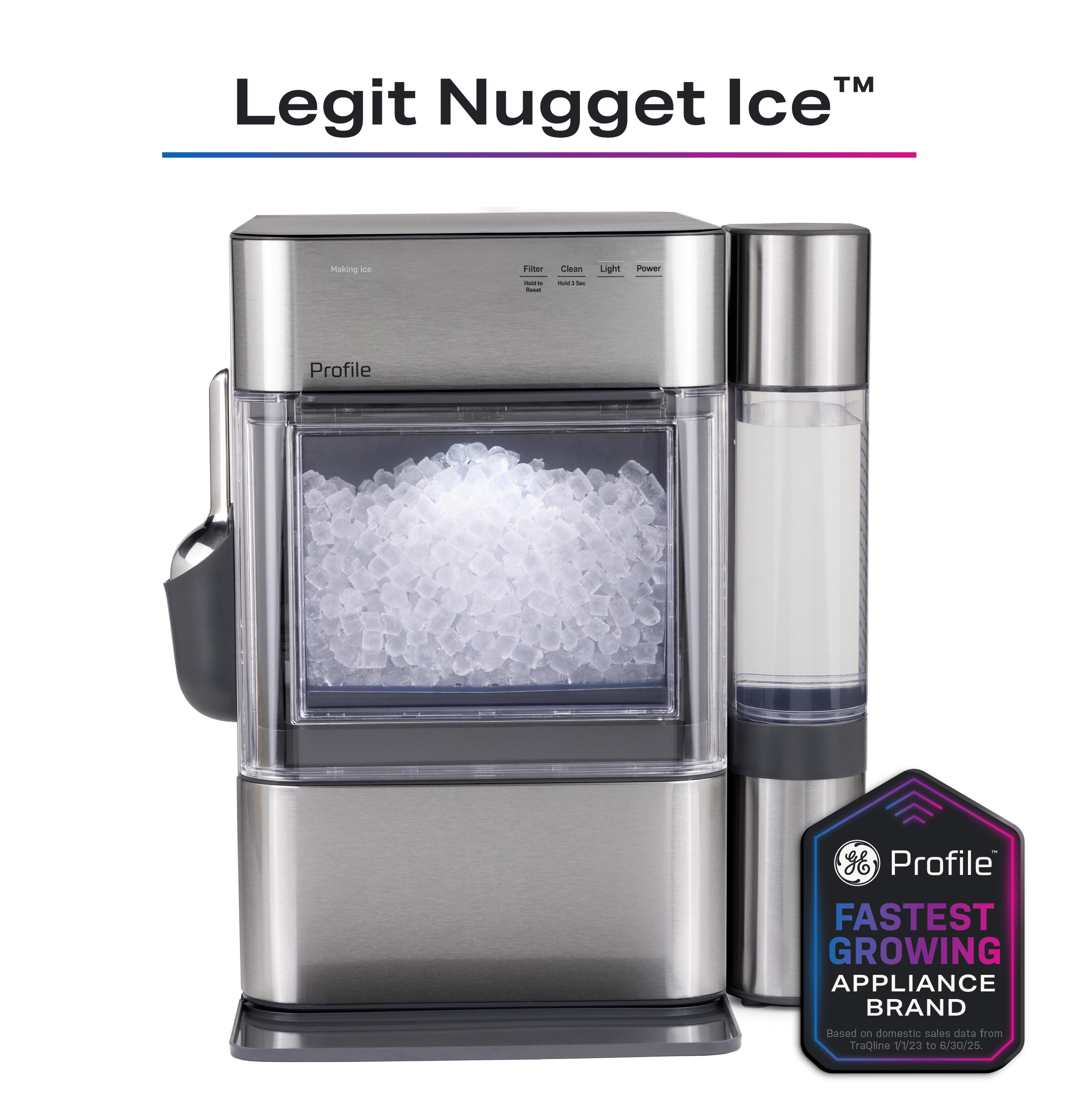 GE Profile™ Opal™ 2.0 Ultra Nugget Ice Maker with Side Tank and Scale Inhibiting Filter in Stainless Steel size 16.5 H x 13.43 W x 17.5 D | XPIO13SWSS | Fridge.com