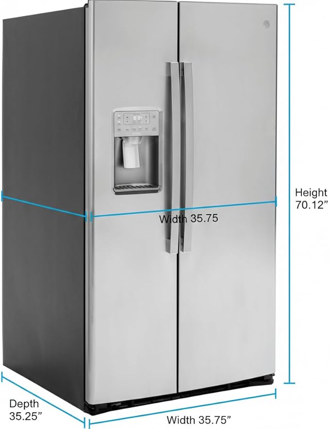 GE Profile 25.3 cu. ft. Side By Side Refrigerator In Fingerprint Resistant Stainless Steel PSE25KYHFS - View 2 | Fridge.com