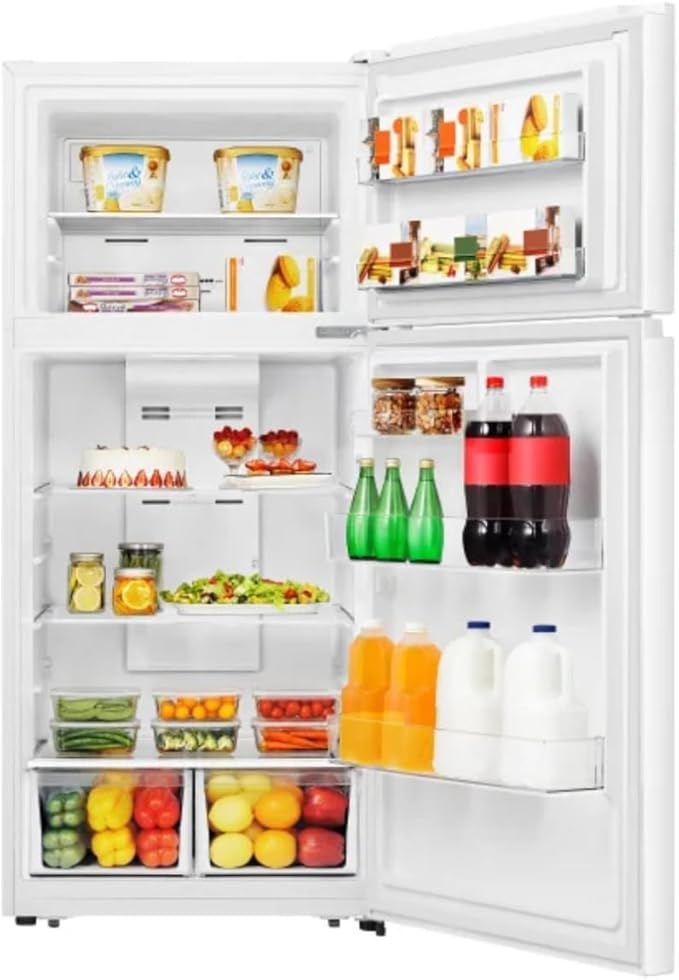 Top Freezer Refrigerator – 18 cu. ft., White, Energy Star Certified, Adjustable Shelves - View 2 | Fridge.com