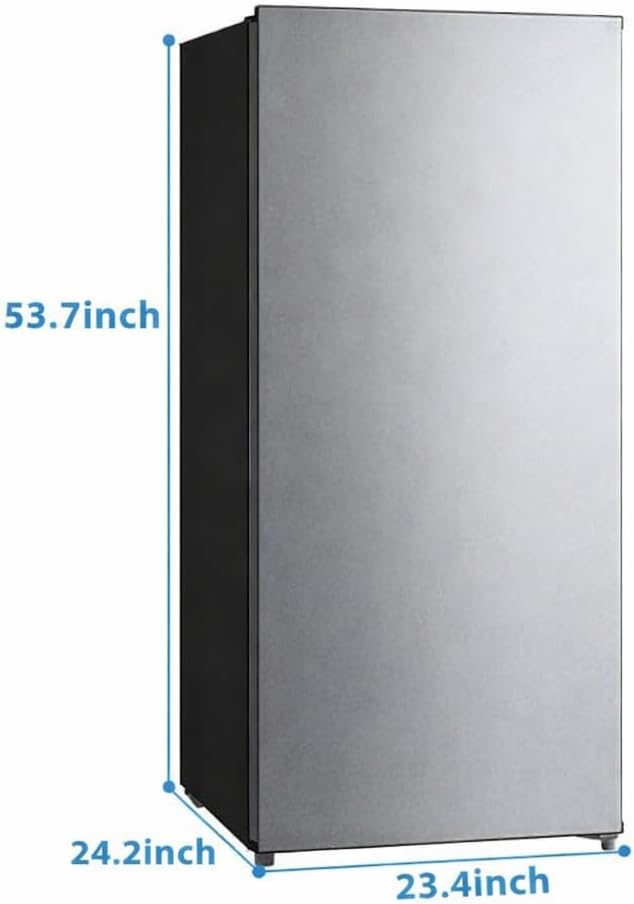 Modern Upright Freezer, Reversible Door Hinge, Removable Shelves - 7.1 Cu ft Capacity (Stainless Steel) | Fridge.com